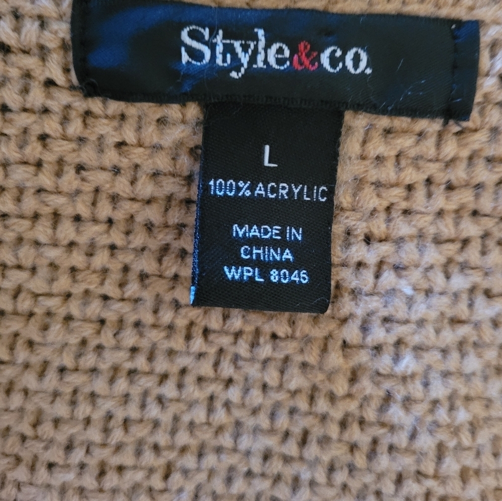 Style & Co. Black And Tan Color Block Midi Cardig… - image 5